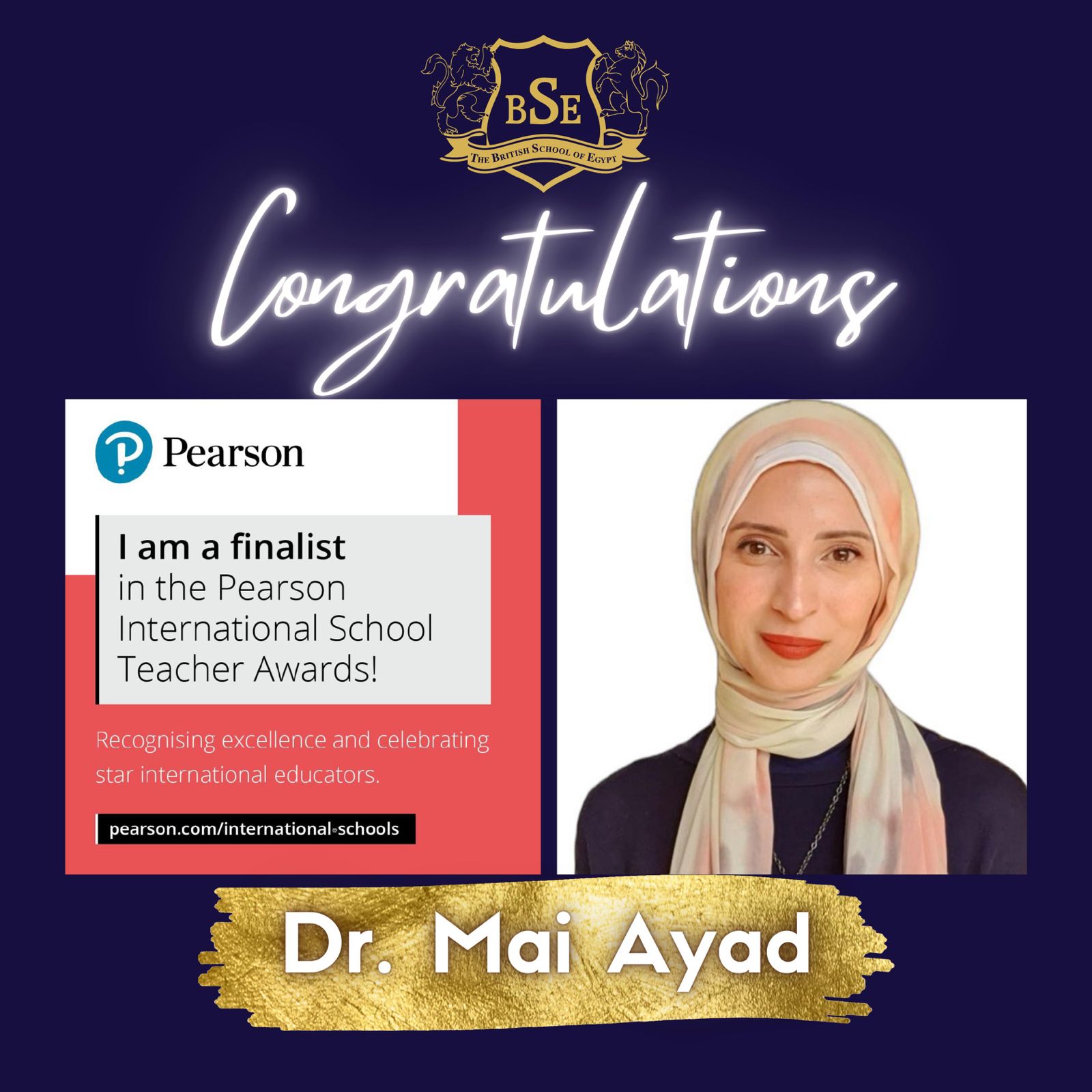 Congratulations to Dr. Mai Ayad – Deputy Head of KS4 & KS5 and IGCSE Biology Teacher.